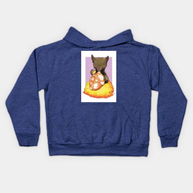 The Black Cat and the Pan de Muerto Kids Hoodie by SeleneWitchStore